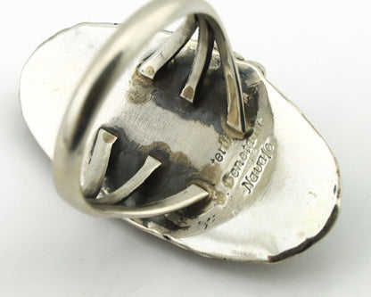 Navajo Ring 925 Silver Natural Green Malachite Signed William Denetdale C.80's