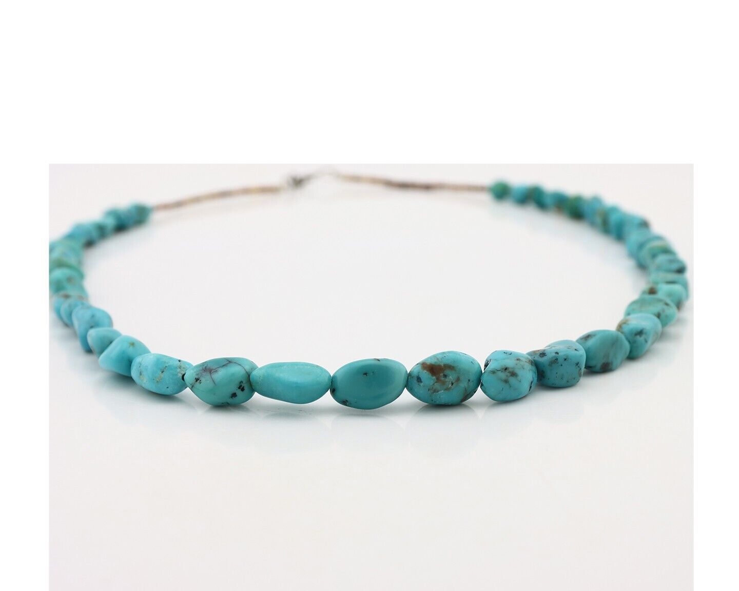 Navajo Necklace 925 Silver Natural Blue Turquoise Native Artist C.80's