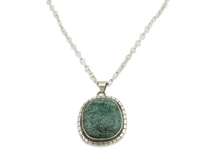 Navajo Pendant .925 Silver Spiderweb Turquoise Native American C.80's