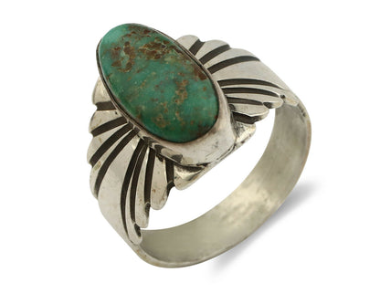 Navajo Ring .925 Silver Blue Green Arizona Turquoise Artist Signed Apache C.80's