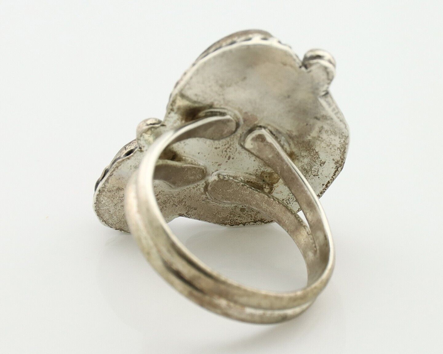 Navajo Handmade Ring 925 Silver Turquiose & Coral Native American Artist C.80's