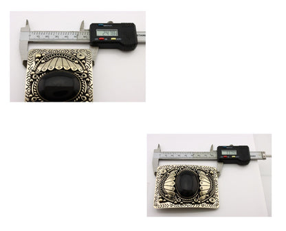 Men Navajo Belt Buckle 999 Nickel Onyx Artist Signed Teepee Handmade