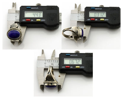 Navajo Ring 925 Silver Natural Handmade Natural Lapis Native American Artist C80