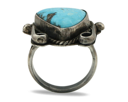 Navajo Ring 925 Silver Morenci Turquoise Native American Artist C.80's