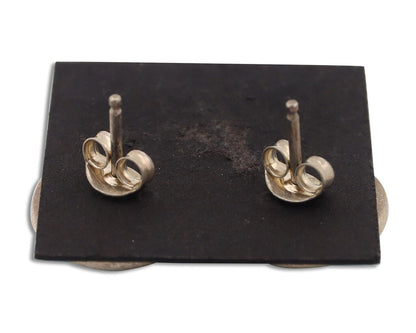 Navajo Earrings 925 Silver Natural Kingman Turquoise Artist Signed JM C.90's