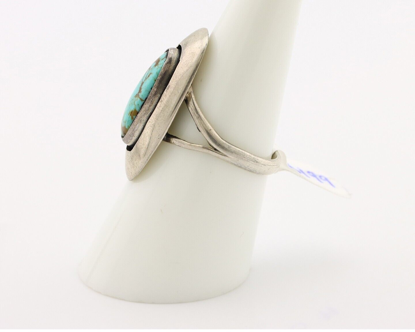 Navajo Ring 925 Silver Natural Blue Turquoise Artist Signed M Montoya C.80's