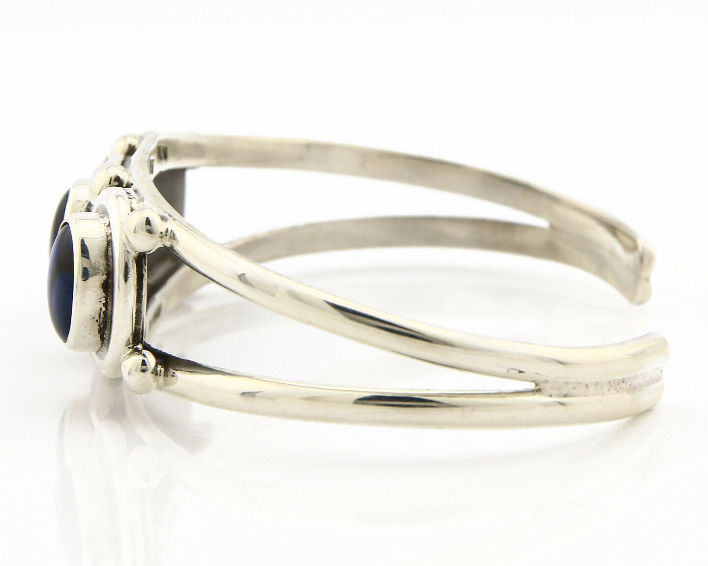 Navajo Bracelet .925 Silver Natural Mother of Pearl Handmade Native Artist C80's