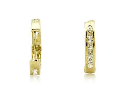Women's 3.0 mm x 14 mm REAL 14k SOLID YELLOW GOLD Simulated Diamond Hoop Earring