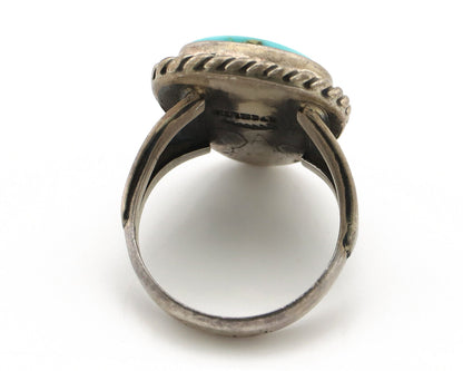Navajo Ring 925 Silver Natural Blue Turquoise Native American Signed C.80's