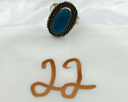 Navajo Ring .925 Silver Blue Turquoise Artist Signed Begay C.1980's