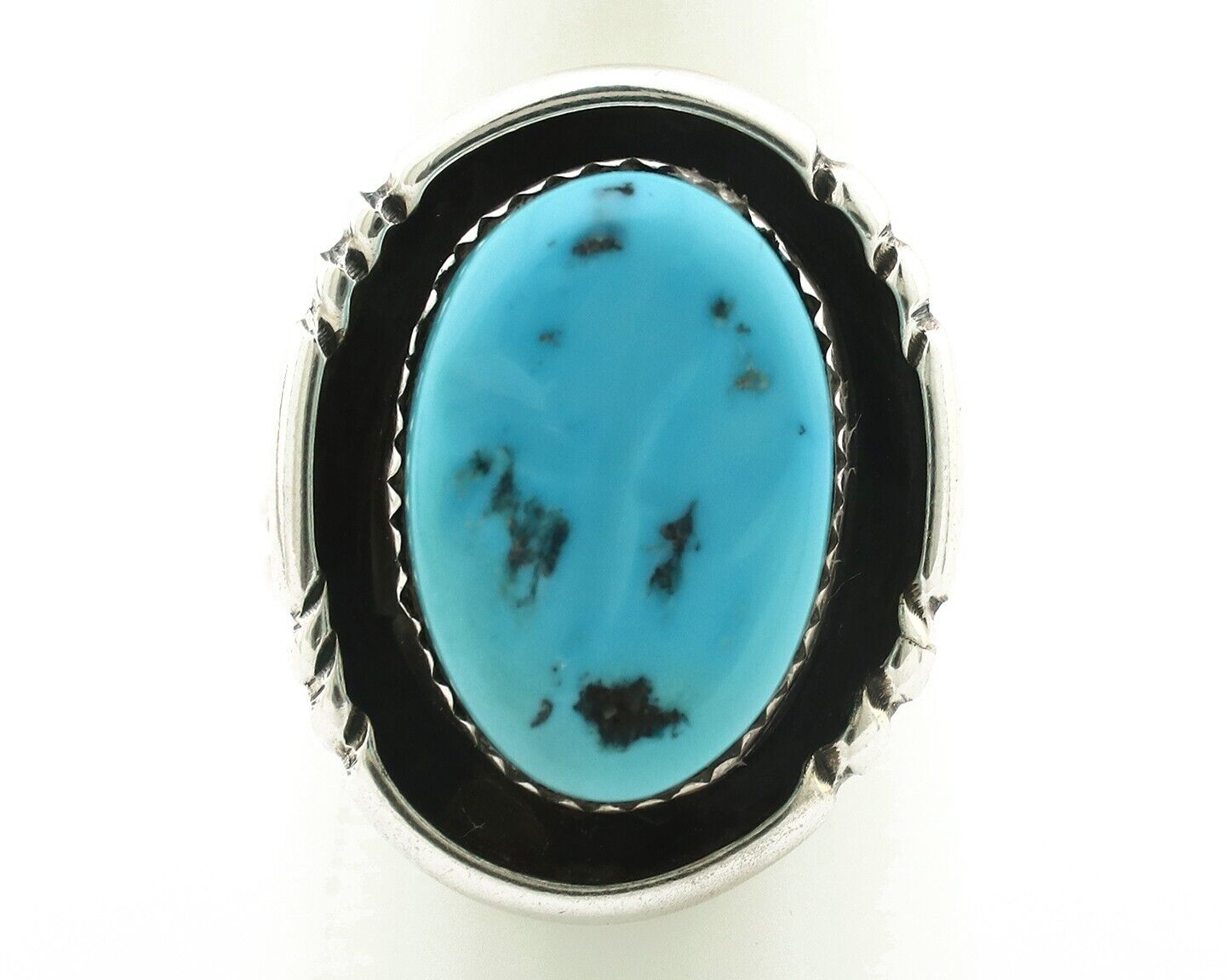 Navajo Ring .925 Silver Blue Turquoise Native American Artist C.80's