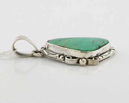 Navajo Necklace .925 Silver Kingman Turquoise Native American Signed C.1980's