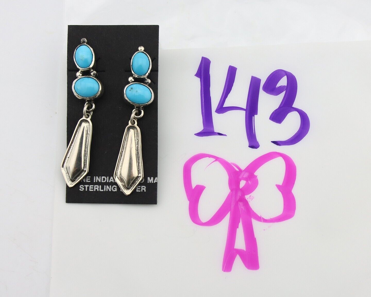 Navajo Earrings 925 Silver Natural Blue Turquoise Native American Earrings C80's