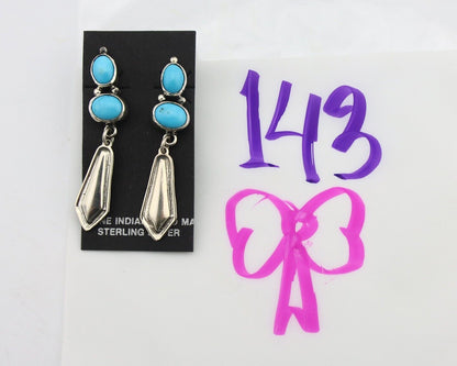 Navajo Earrings 925 Silver Natural Blue Turquoise Native American Earrings C80's