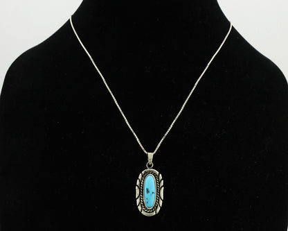 Navajo Necklace .925 Silver Sleeping Beauty Turquoise Signed M Montoya C.80's