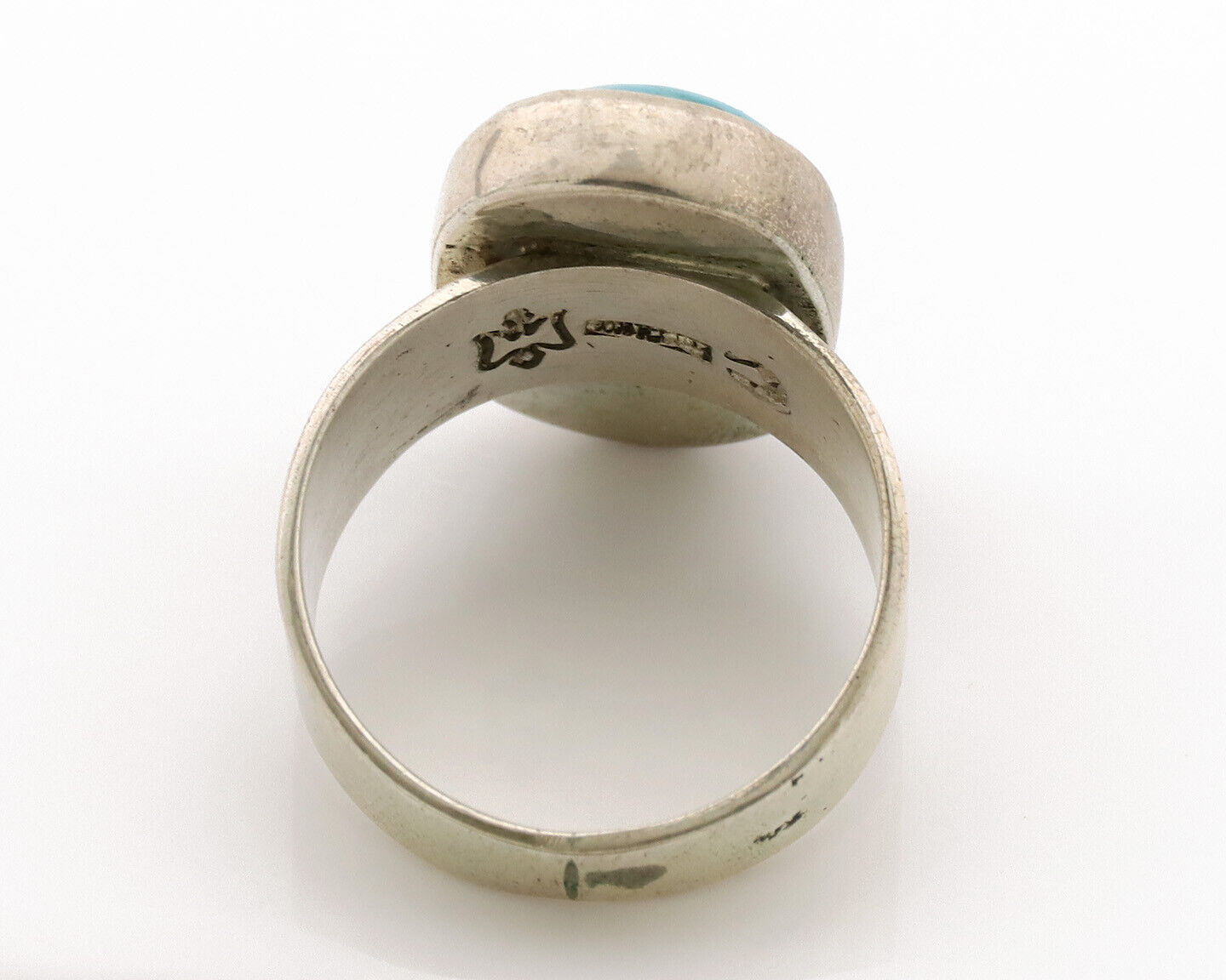 Navajo Ring .925 Silver Blue Turquoise Artist Signed C Montoya C.80's