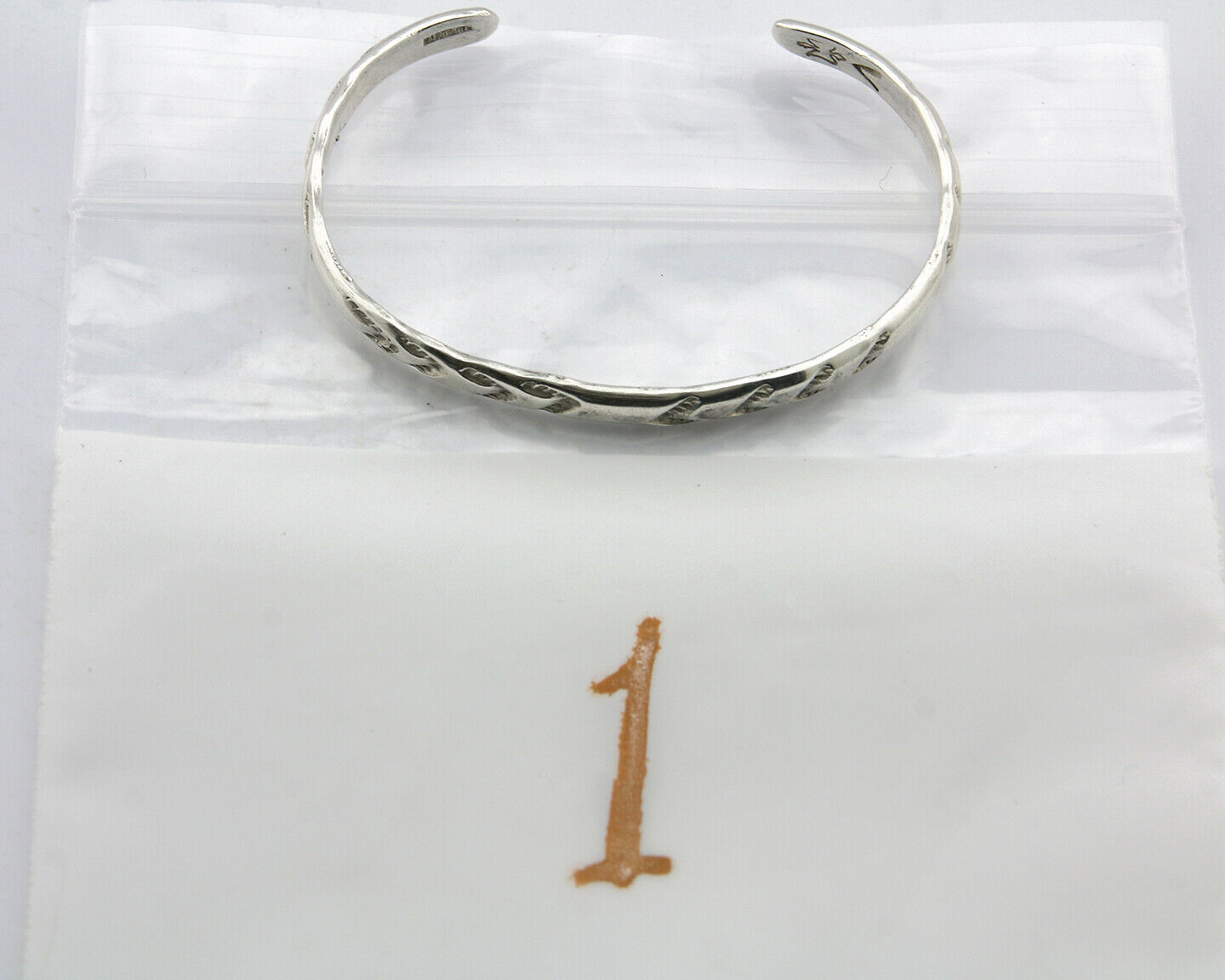 Navajo Bracelet .925 Silver Hand Stamped Arrow Head Artist I Montoya C.80's