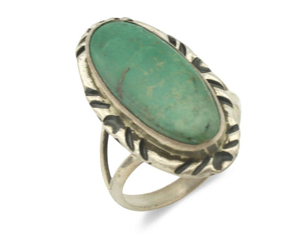 Navajo Ring .925 Silver Natural Turquoise Artist Signed Native American C.80's