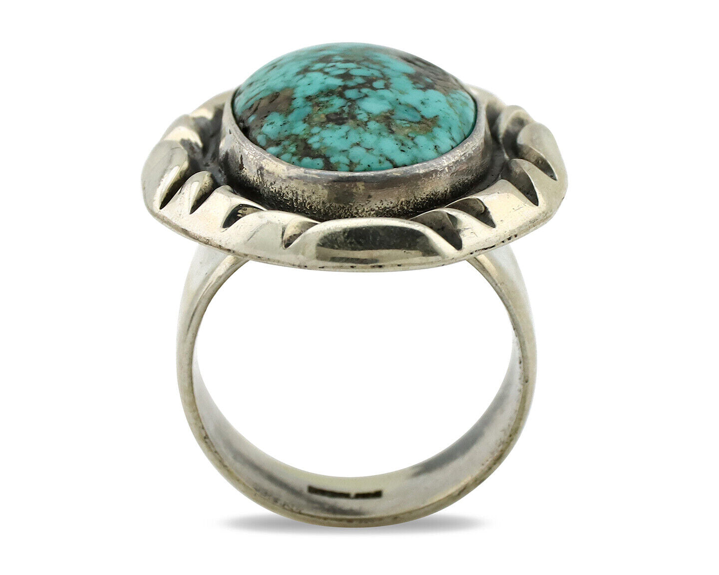 Navajo Ring 925 Silver Spiderweb Turquoise Signed C Montoya C.80's