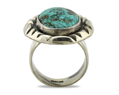 Navajo Ring 925 Silver Spiderweb Turquoise Signed C Montoya C.80's