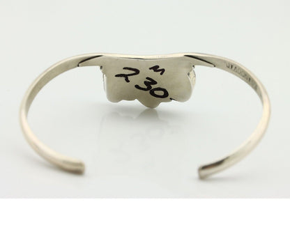 Navajo Bracelet 925 Silver Blue Kingman Turquoise Artist Signed E SANDAVOL C80s