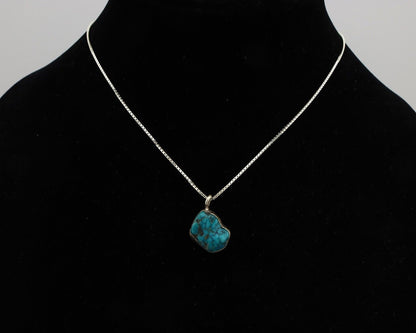Navajo Handmade Necklace 925 Silver Blue Turquoise Native Artist C.80's