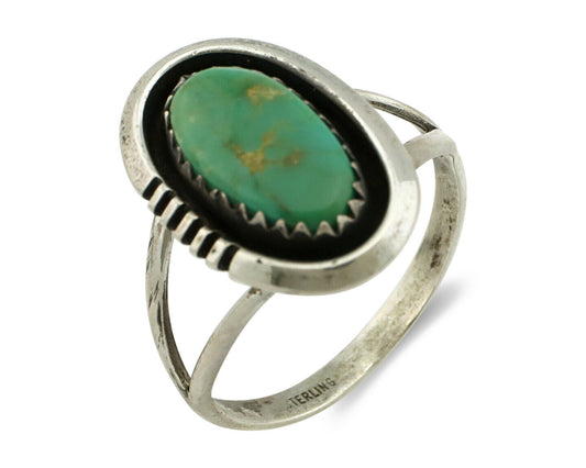 Navajo Ring .925 Silver Green Turquoise Native American Artist Handmade C.80's