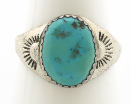 Zuni Ring .925 Silver Natural Blue Turquoise Native American Artist C.1980's