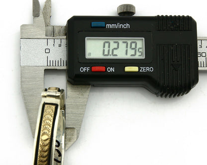 Navajo Bracelet Handmade .925 Silver & 14k SOLID Yellow Gold Signed JK C.85-92