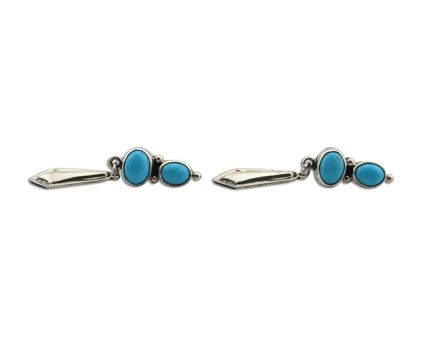 Navajo Earrings 925 Silver Natural Blue Turquoise Native American Earrings C80's