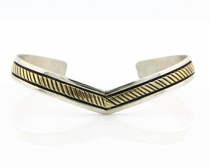Navajo Bracelet SOLID .925 Silver & 12k Gold Filled Signed E Cuff C.80's