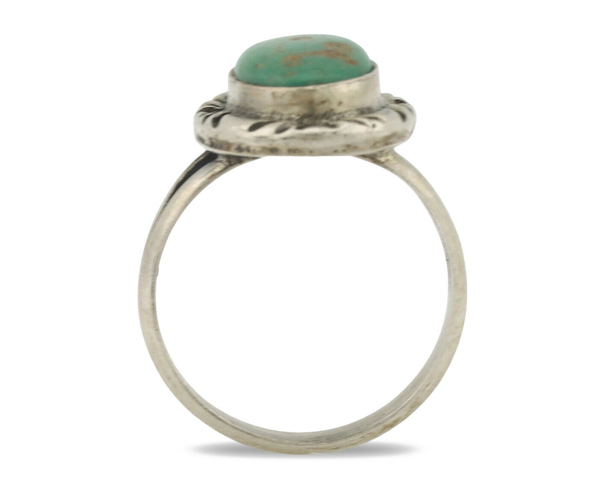 Navajo Ring .925 Silver Natural Mined Turquoise Native Artist Signed C.80's