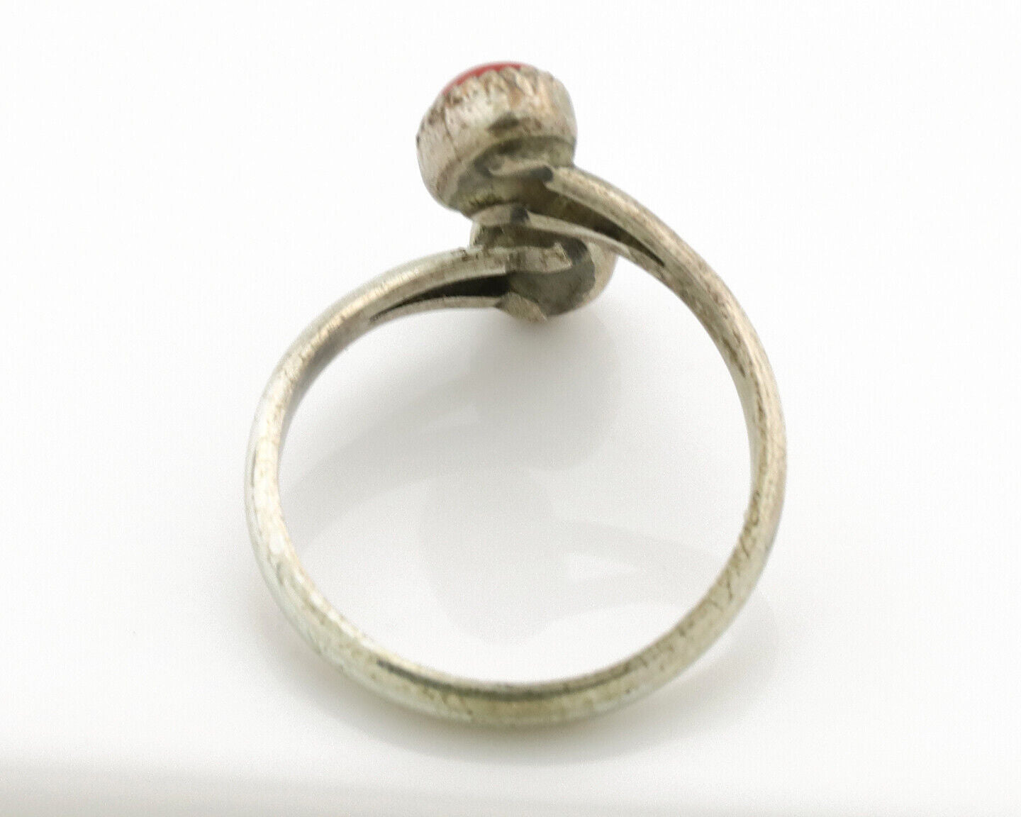 Navajo Ring 925 Silver Coral & Turquoise Handmade Native American Artist C.1980s