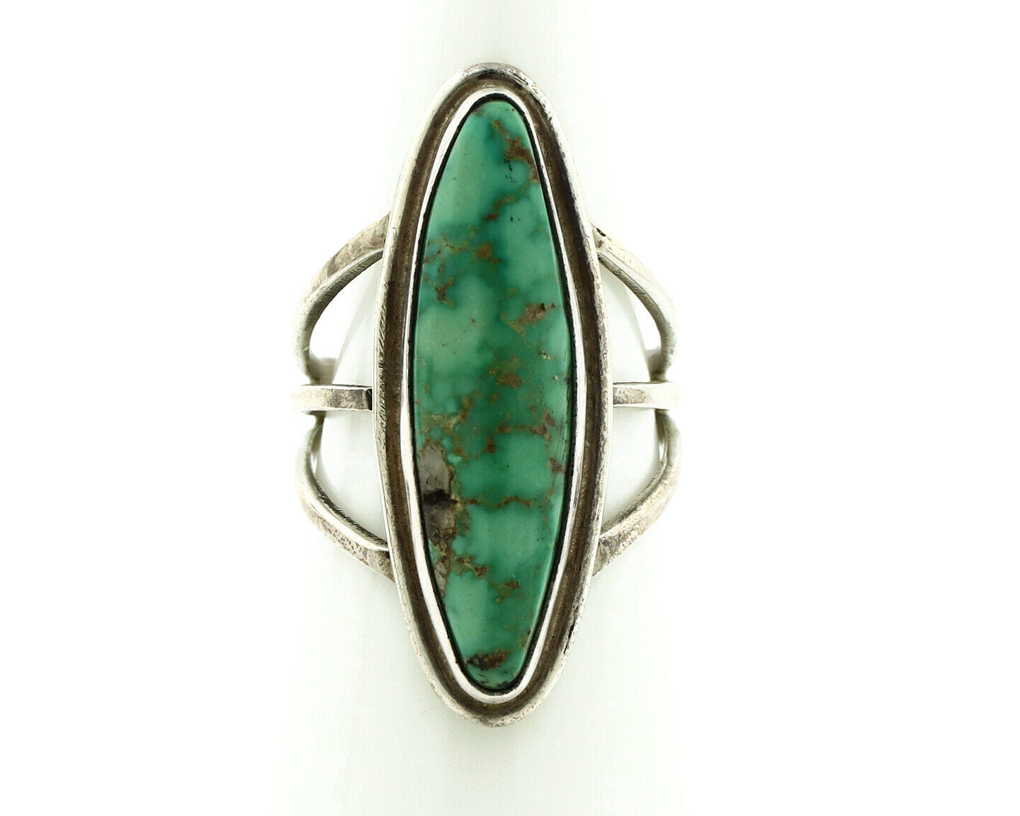 Navajo Ring .925 Silver Natural Mined Green Turquoise Artist Signed P C.80's