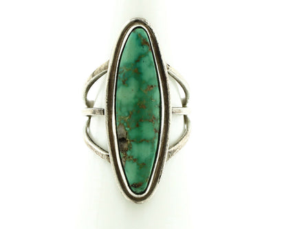 Navajo Ring .925 Silver Natural Mined Green Turquoise Artist Signed P C.80's
