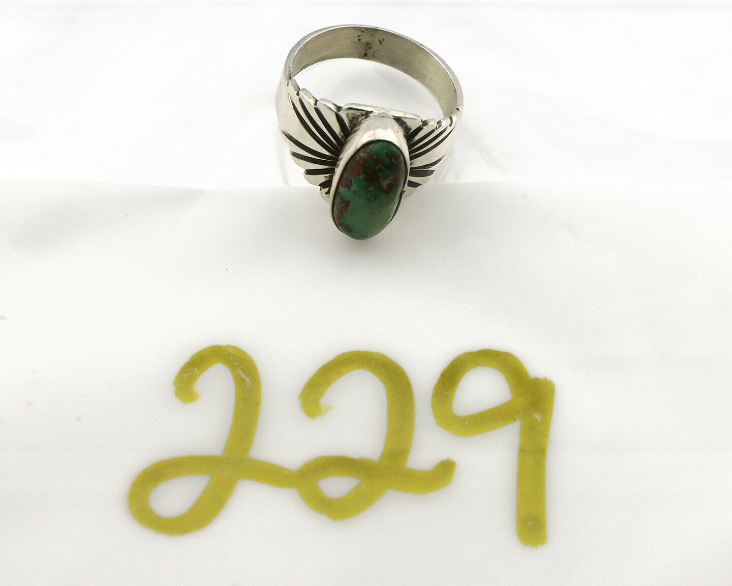 Navajo Ring .925 Silver Bisbee Turquoise Artist Signed Apache C.80's