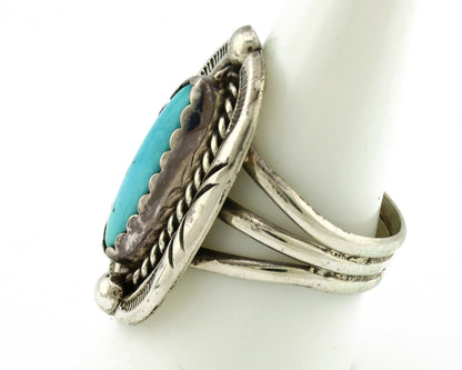 Navajo Ring .925 Silver Blue Turquoise Artist Signed V&N EDSITTY C.80's