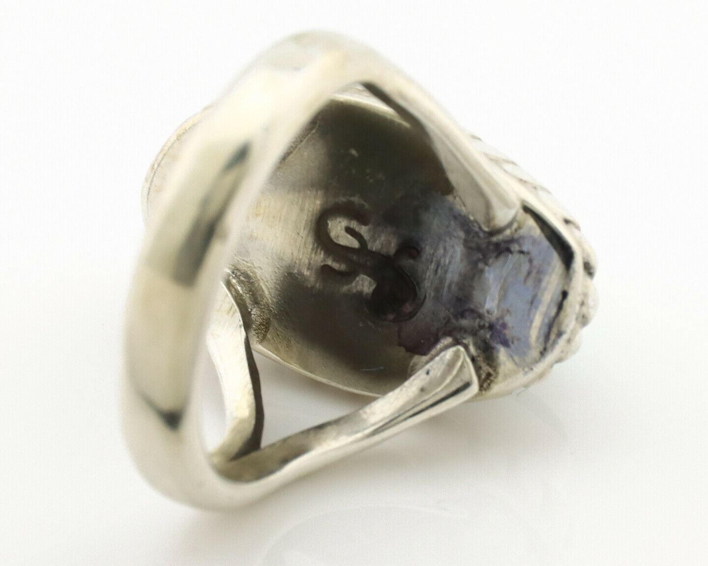 Navajo Ring .925 Silver Natural Mined Turquoise Artist Signed Gecko C.80's