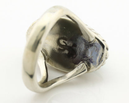 Navajo Ring .925 Silver Natural Mined Turquoise Artist Signed Gecko C.80's
