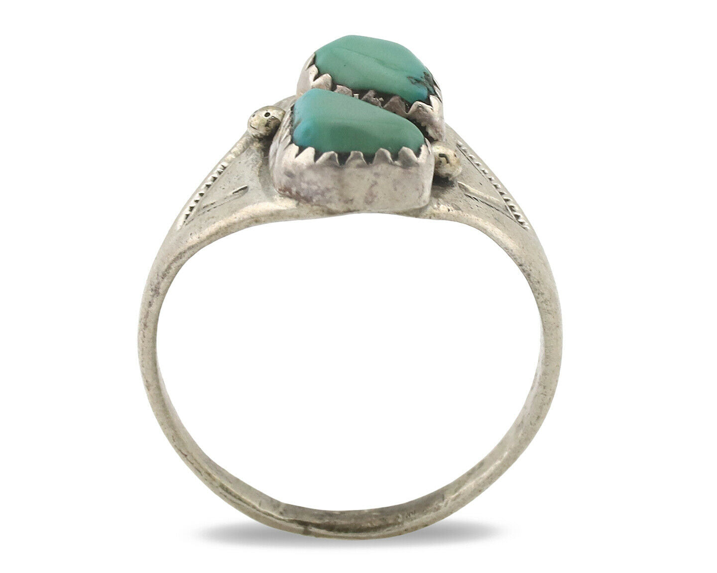 Zuni Ring .925 Silver Natural Blue Turquoise Native American Artist C.1980's