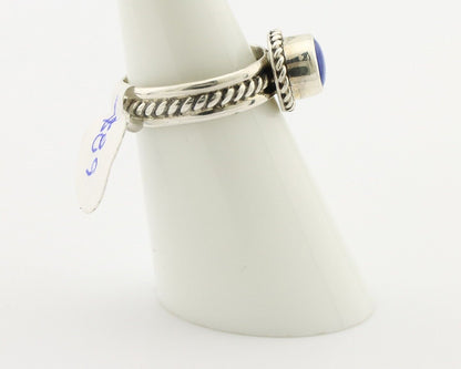 Navajo Ring 925 Silver Lapis Hand Stamped Native American Artist C.80's