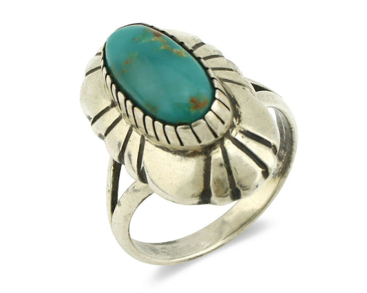 Navajo Ring .925 Silver Arizona Turquoise Signed M Montoya C.80's