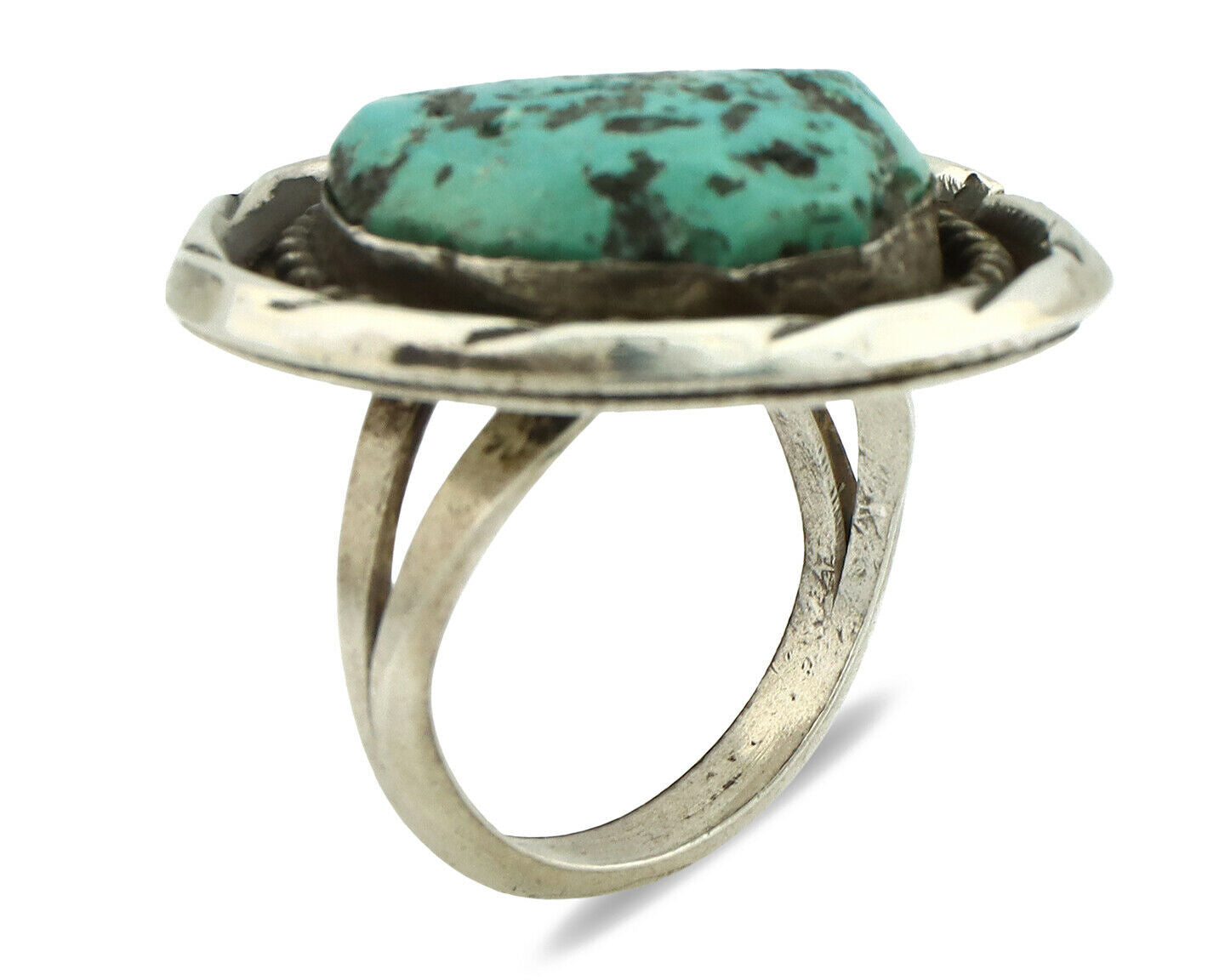 Navajo Ring .925 Silver Blue Turquoise Native American Artist C.80's