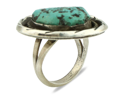 Navajo Ring .925 Silver Blue Turquoise Native American Artist C.80's