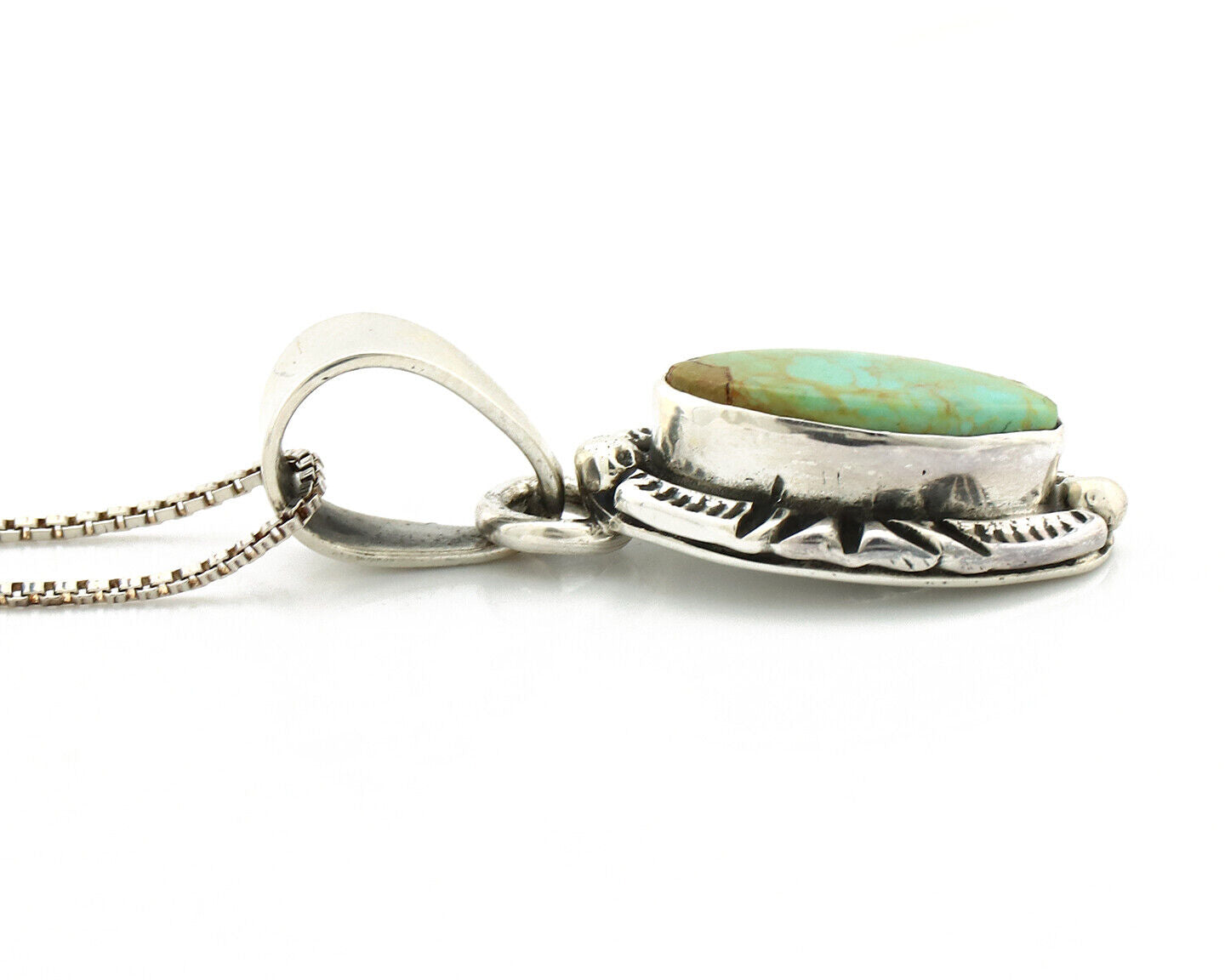 Navajo Necklace 925 Silver Kingman Turquoise Artist Signed Gecko C.80's