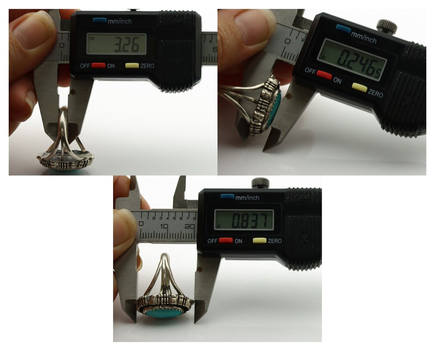 Navajo Ring .925 Silver Sleeping Beauty Turquoise Signed Yazzie C.80's