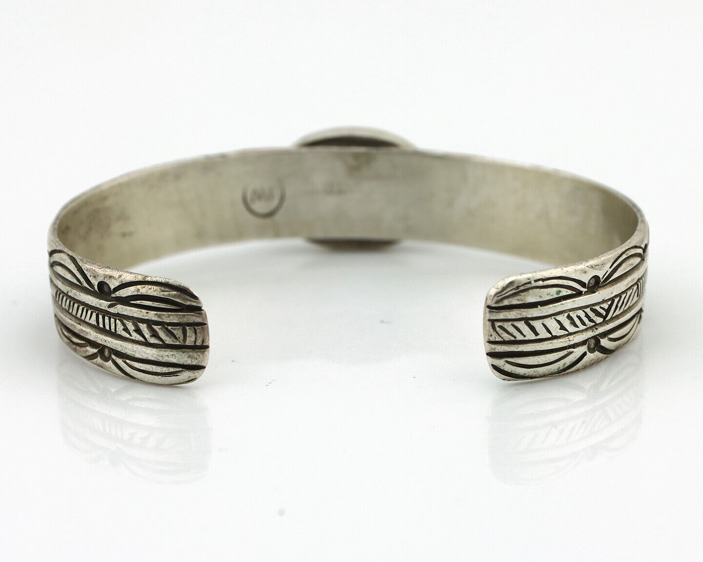 Women's Navajo .925 Silver Blue Spiderweb Turquoise Artist Signed JW C.80's