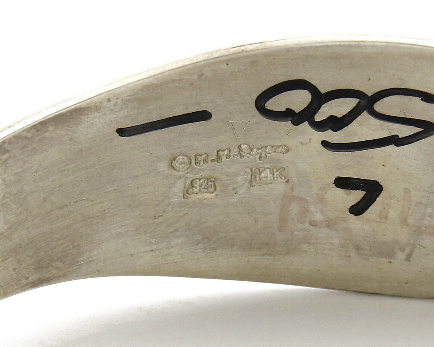 Navajo Bracelet .925 Silver & 14k Solid Gold MM Rogers and NJ Cuff C.80's