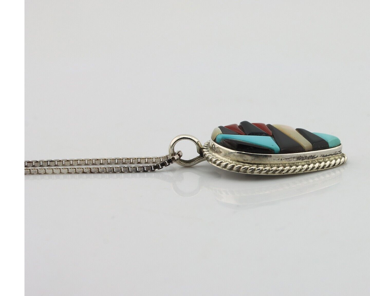 Navajo Handmade Pendant 925 Silver Natural Gemstone Native American Artist C80s