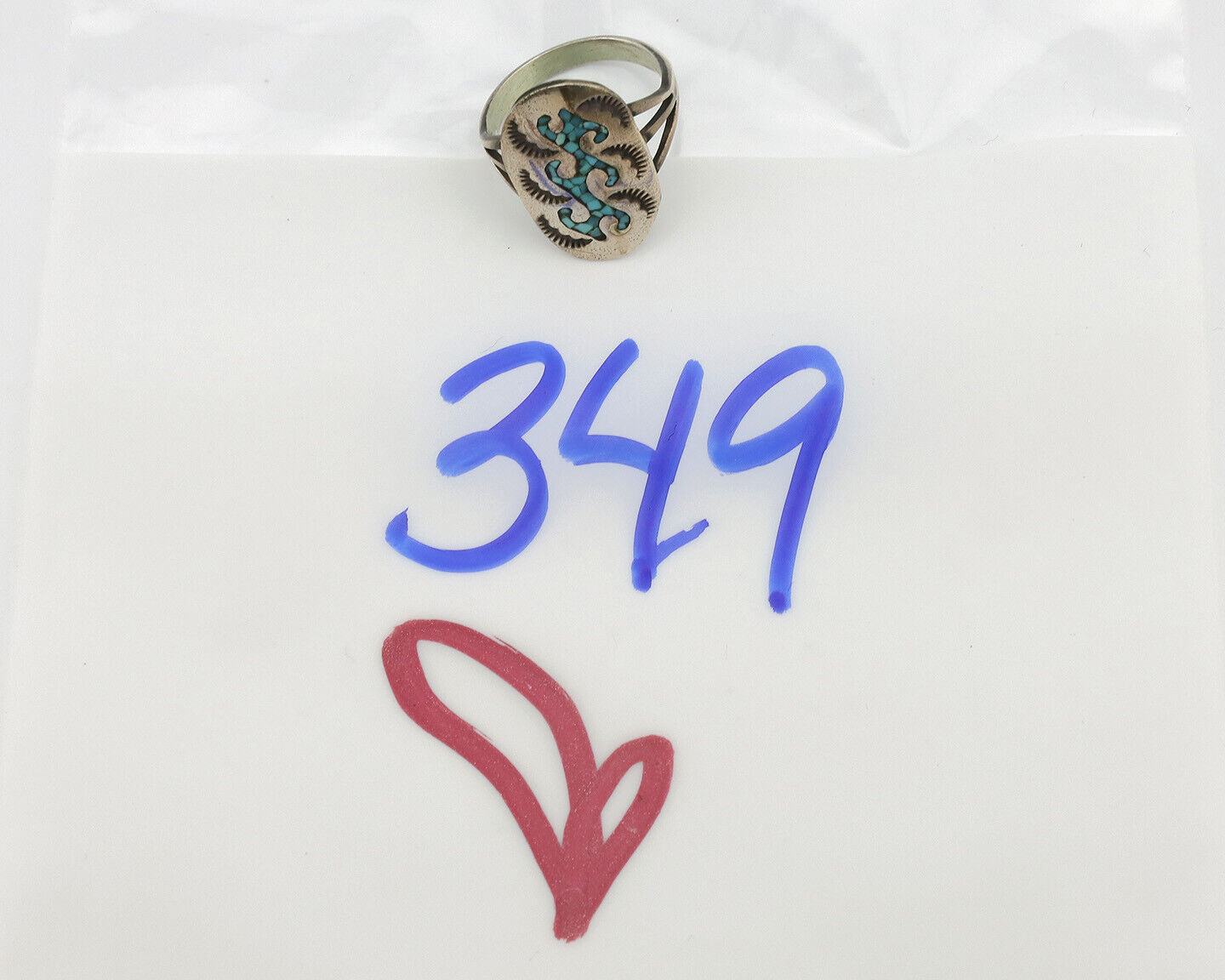Small Navajo Ring 925 Silver Chip Inlay Turquoise Artist Signed NAKAI C.80's